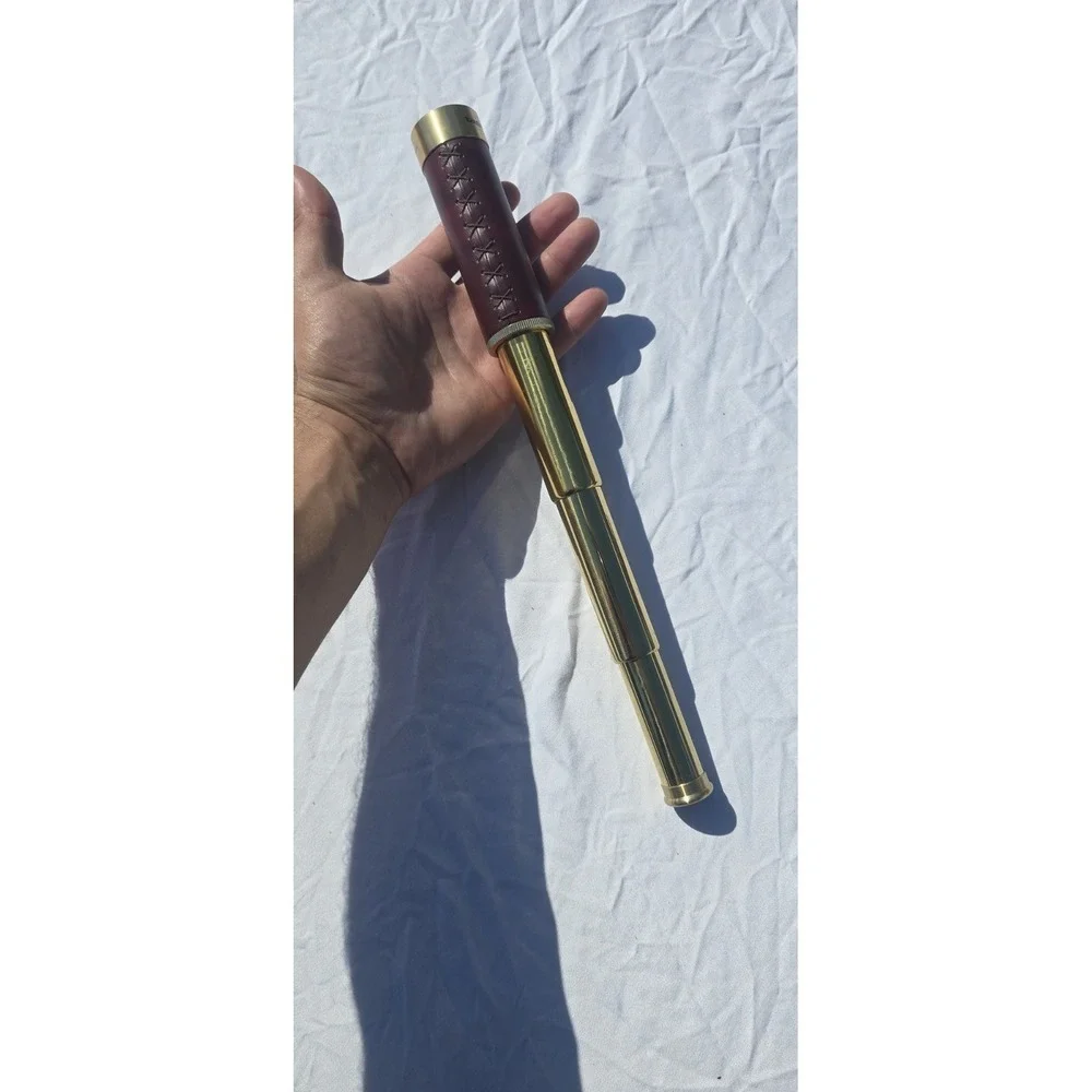 Tasco Vintage Leather Brass Spyglass Telescope 25x30mm with Leather Case